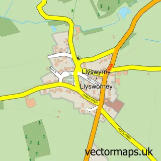 Street map sample of Llysworney, South Glamorgan