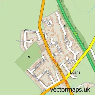 Street map sample of Loans, Ayrshire and Arran
