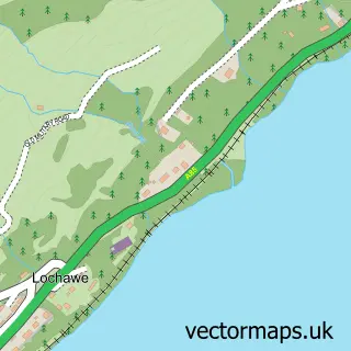 Street map sample of Lochawe, Argyll and Bute