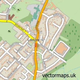 Street map sample of Lochore, Fife