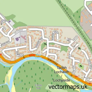 Street map sample of Lochyside, Inverness
