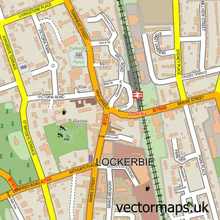 Street map sample of Lockerbie, Dumfries