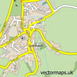 Street map sample of Loddiswell, Devon