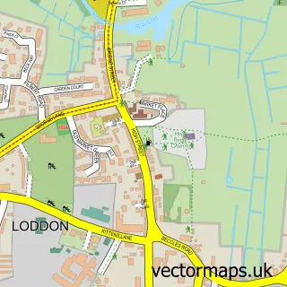 Street map sample of Loddon, Norfolk