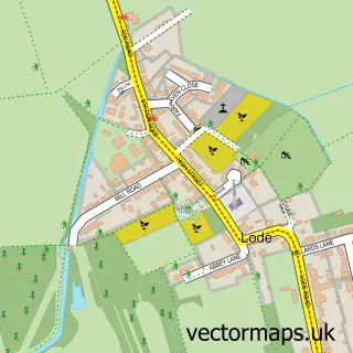 Street map sample of Lode, Cambridgeshire