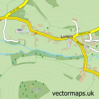 Street map sample of Loders, Dorset