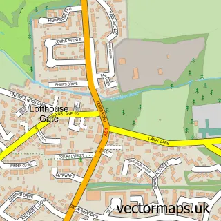 Street map sample of Lofthouse Gate, West Yorkshire