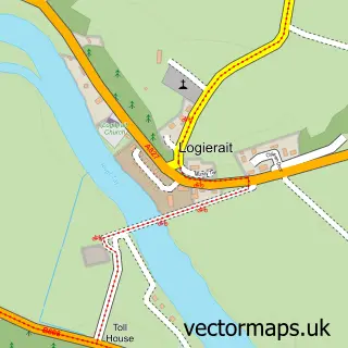 Street map sample of Logierait, Perth and Kinross
