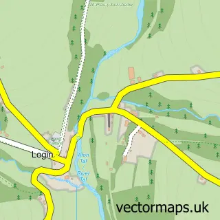 Street map sample of Login, Dyfed