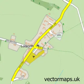 Street map sample of Lolworth, Cambridgeshire