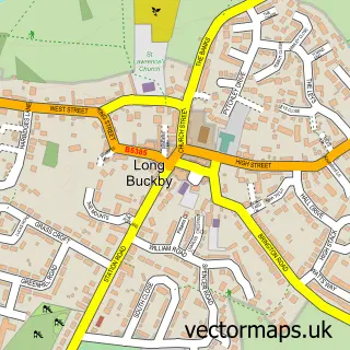 Street map sample of Long Buckby, Northamptonshire