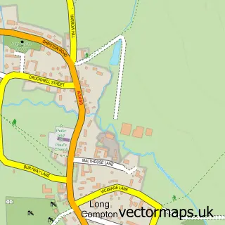Street map sample of Long Compton, Warwickshire
