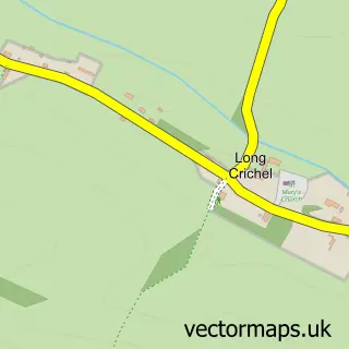 Street map sample of Long Crichel, Dorset