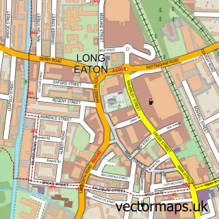 Street map sample of Long Eaton, Derbyshire