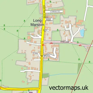 Street map sample of Long Marston, Warwickshire