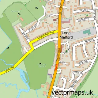 Street map sample of Long Melford, Suffolk