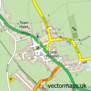 Street map sample of Long Preston, North Yorkshire