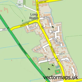 Street map sample of Long Riston, East Riding of Yorkshire