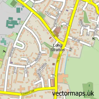 Street map sample of Long Stratton, Norfolk