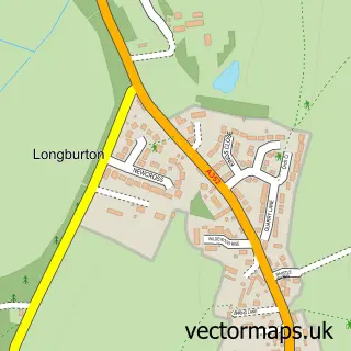 Street map sample of Longburton, Dorset