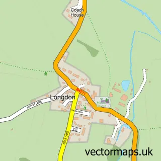 Street map sample of Longdon, Worcestershire
