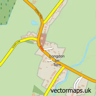 Street map sample of Longdon-upon-Tern, Shropshire