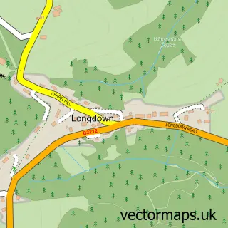 Street map sample of Longdown, Devon
