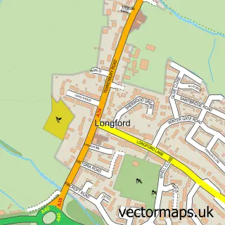 Street map sample of Longford, Gloucestershire