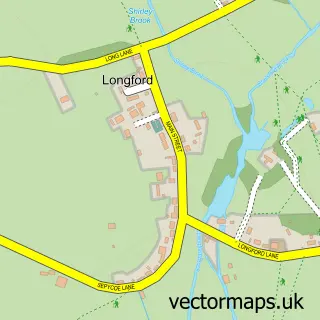 Street map sample of Longford, Derbyshire