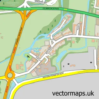Street map sample of Longford, Greater London