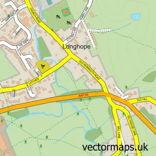 Street map sample of Longhope, Gloucestershire