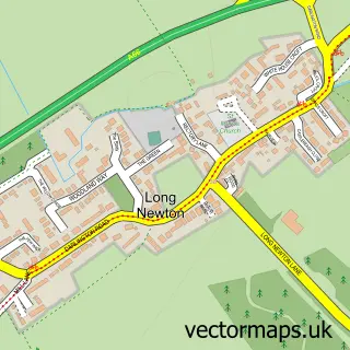 Street map sample of Longnewton, Durham