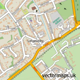 Street map sample of Longniddry, East Lothian
