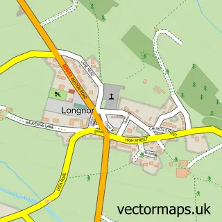 Street map sample of Longnor, Staffordshire