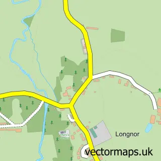 Street map sample of Longnor, Shropshire