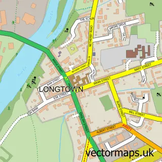 Street map sample of Longtown, Cumbria
