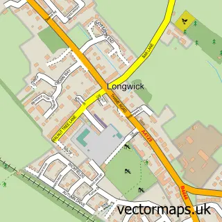Street map sample of Longwick, Buckinghamshire