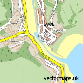 Street map sample of Looe, Cornwall