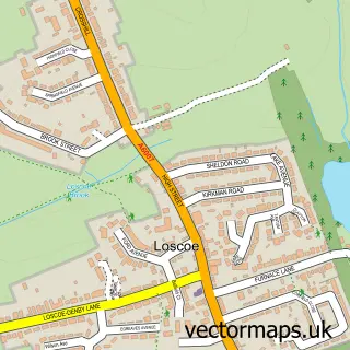Street map sample of Loscoe, Derbyshire