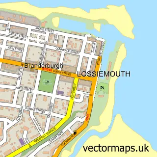 Street map sample of Lossiemouth, Moray