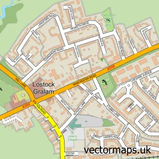 Street map sample of Lostock Gralam, Cheshire