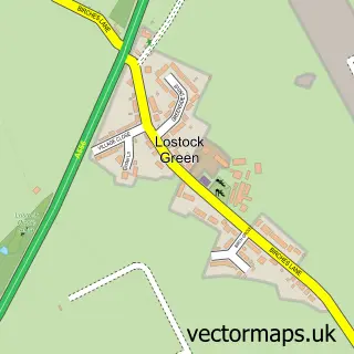 Street map sample of Lostock Green, Cheshire