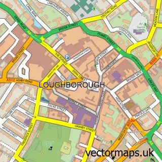 Street map sample of Loughborough, Leicestershire