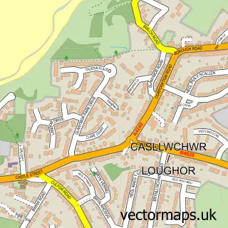 Street map sample of Loughor, West Glamorgan