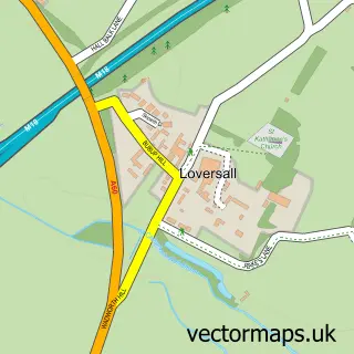 Street map sample of Loversall, South Yorkshire