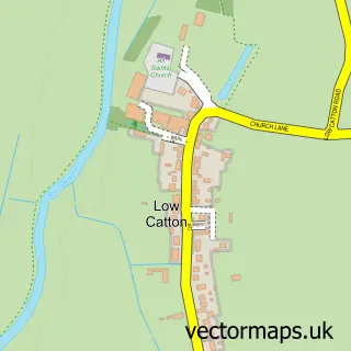 Street map sample of Low Catton, East Riding of Yorkshire
