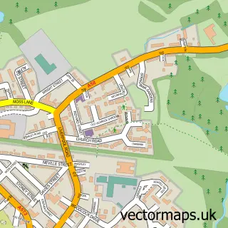Street map sample of Low Green, Greater Manchester