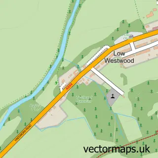 Street map sample of Low Westwood, Durham