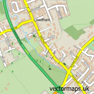 Street map sample of Lowdham, Nottinghamshire