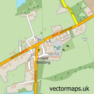 Street map sample of Lower Beeding, West Sussex